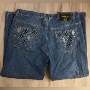 Embroidered graphic jeans